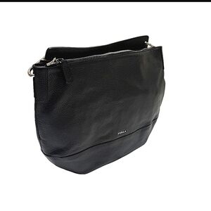 Furla Black Pebbled Leather Shoulder Messenger Bag